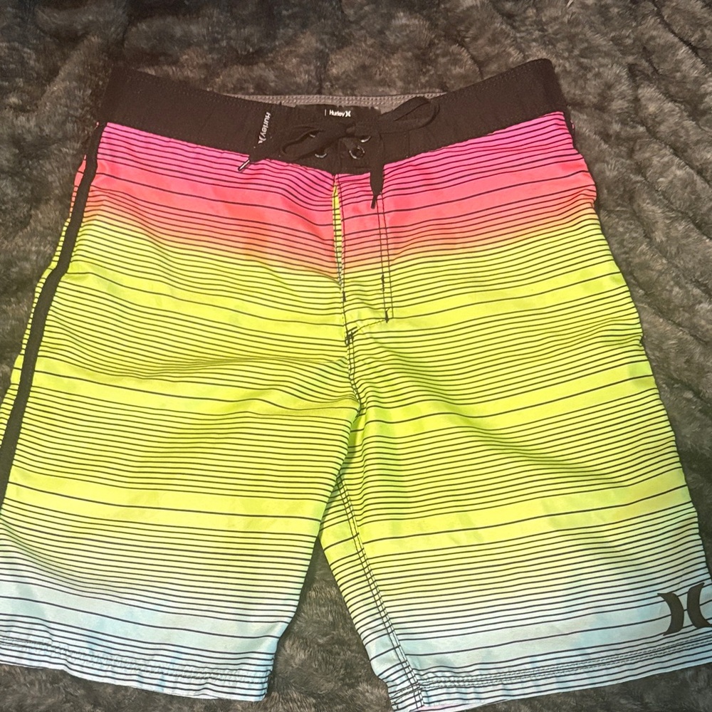 Hurley Men’s Gradient Stripe Board Shorts - Pink/Yellow/Blue